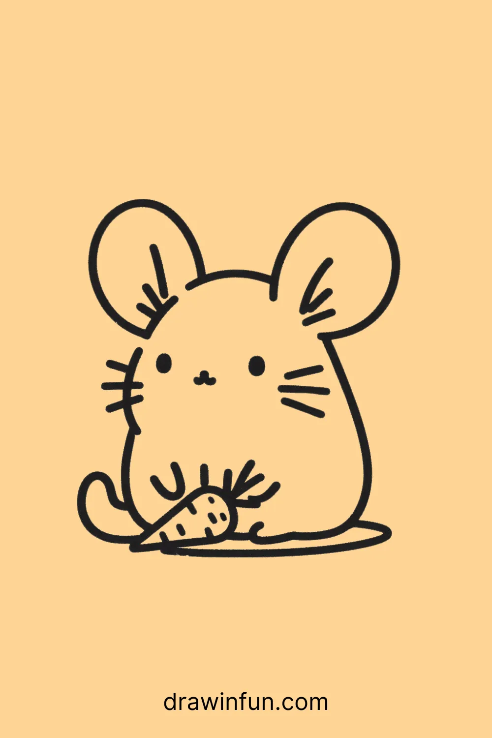 A chinchilla sitting with a small carrot easy drawing