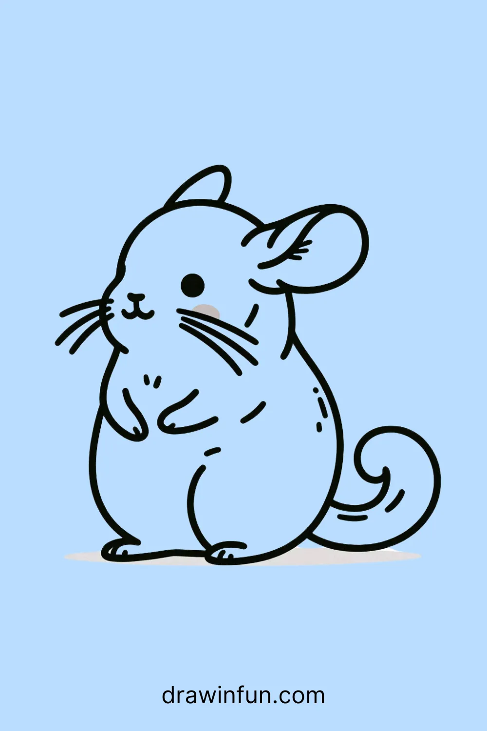 A chinchilla standing with a playful smile easy drawing