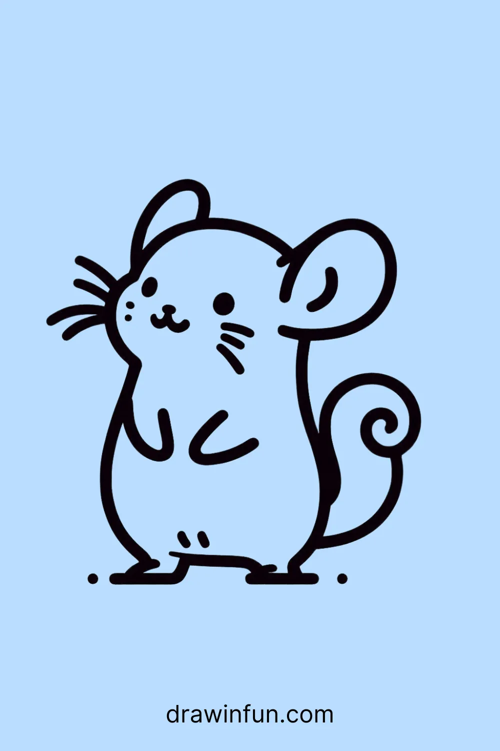 A chinchilla standing with a playful smile easy drawing