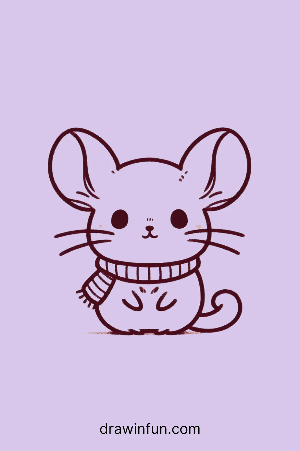 A chinchilla wearing a small scarf easy drawing