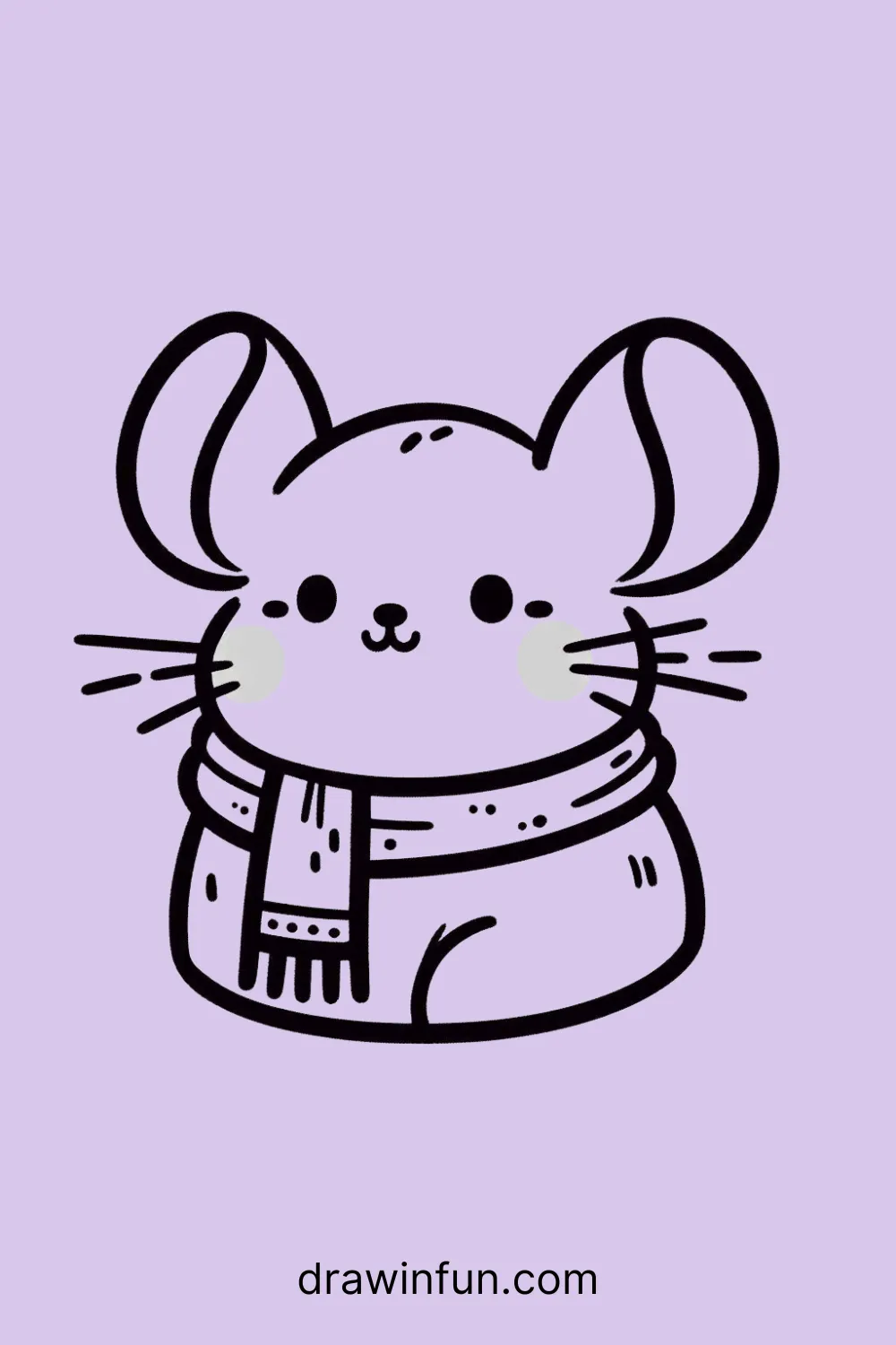 A chinchilla wearing a small scarf easy drawing