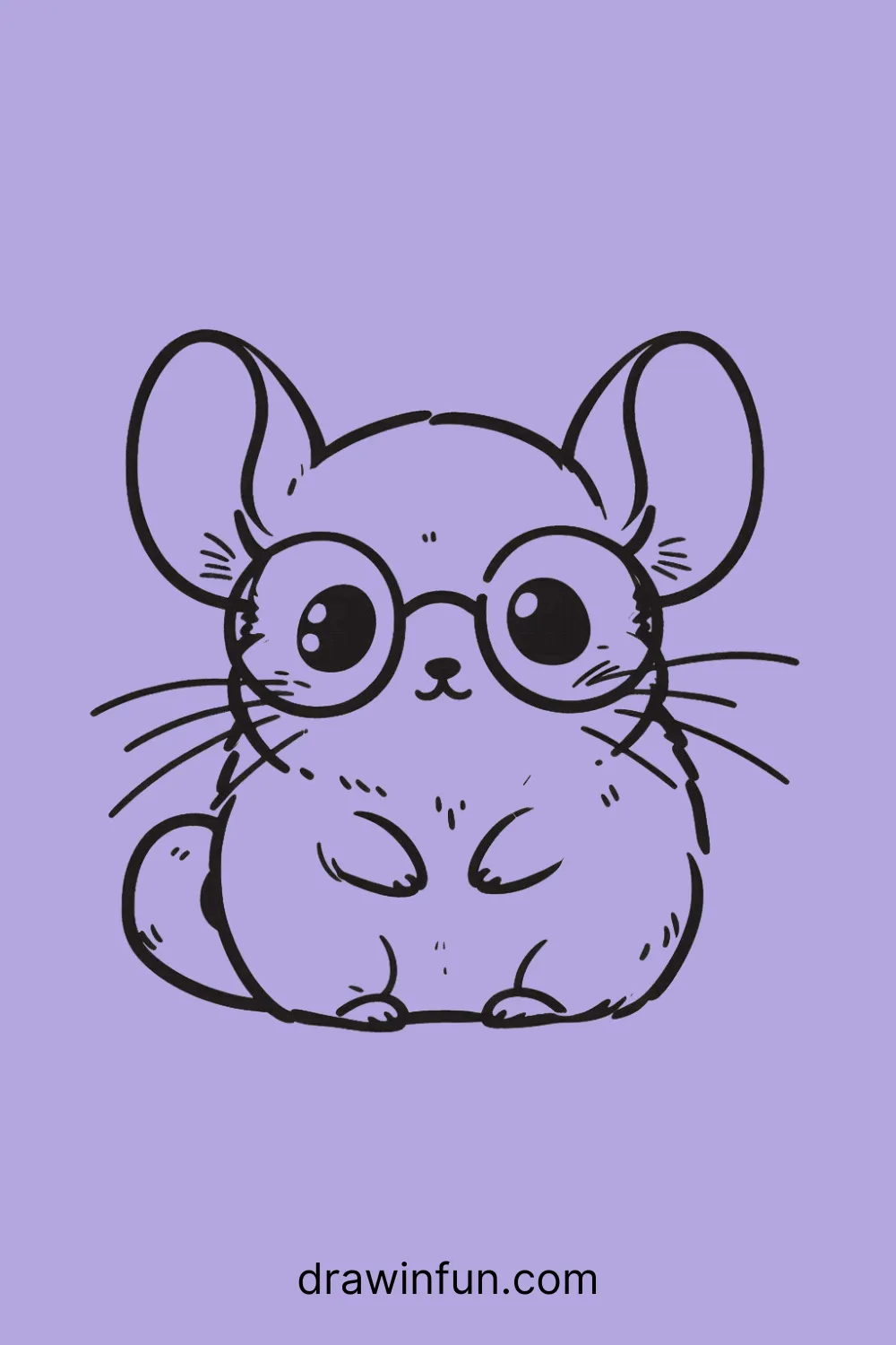 A chinchilla wearing small glasses easy drawing