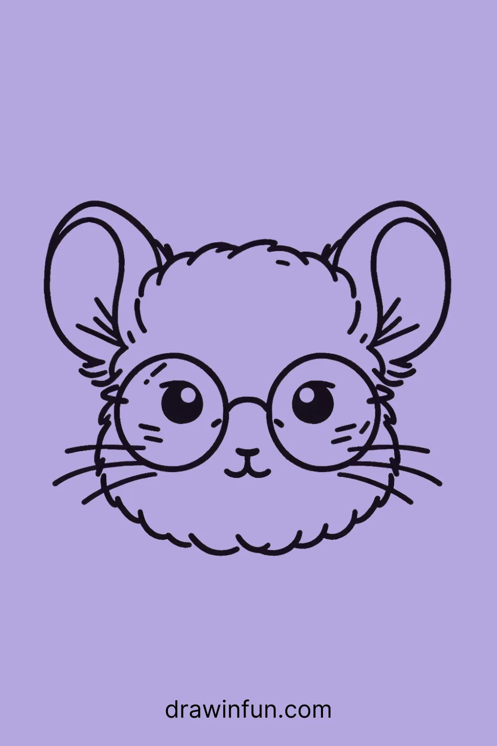 A chinchilla wearing small glasses easy drawing