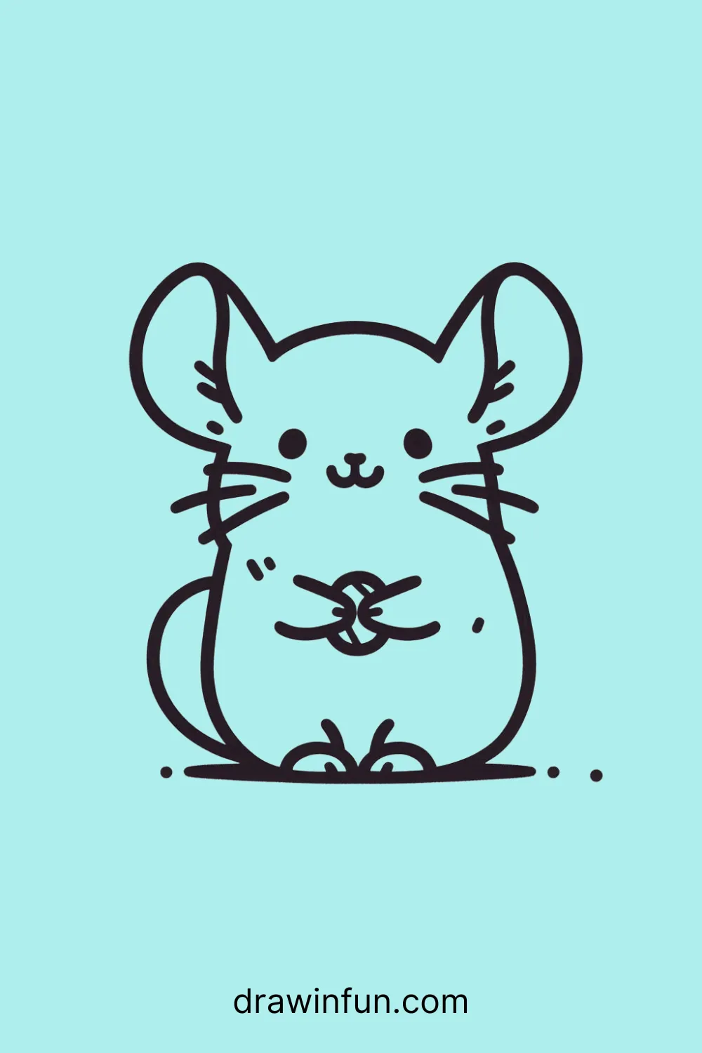 A chinchilla holding a tiny nut easy drawing