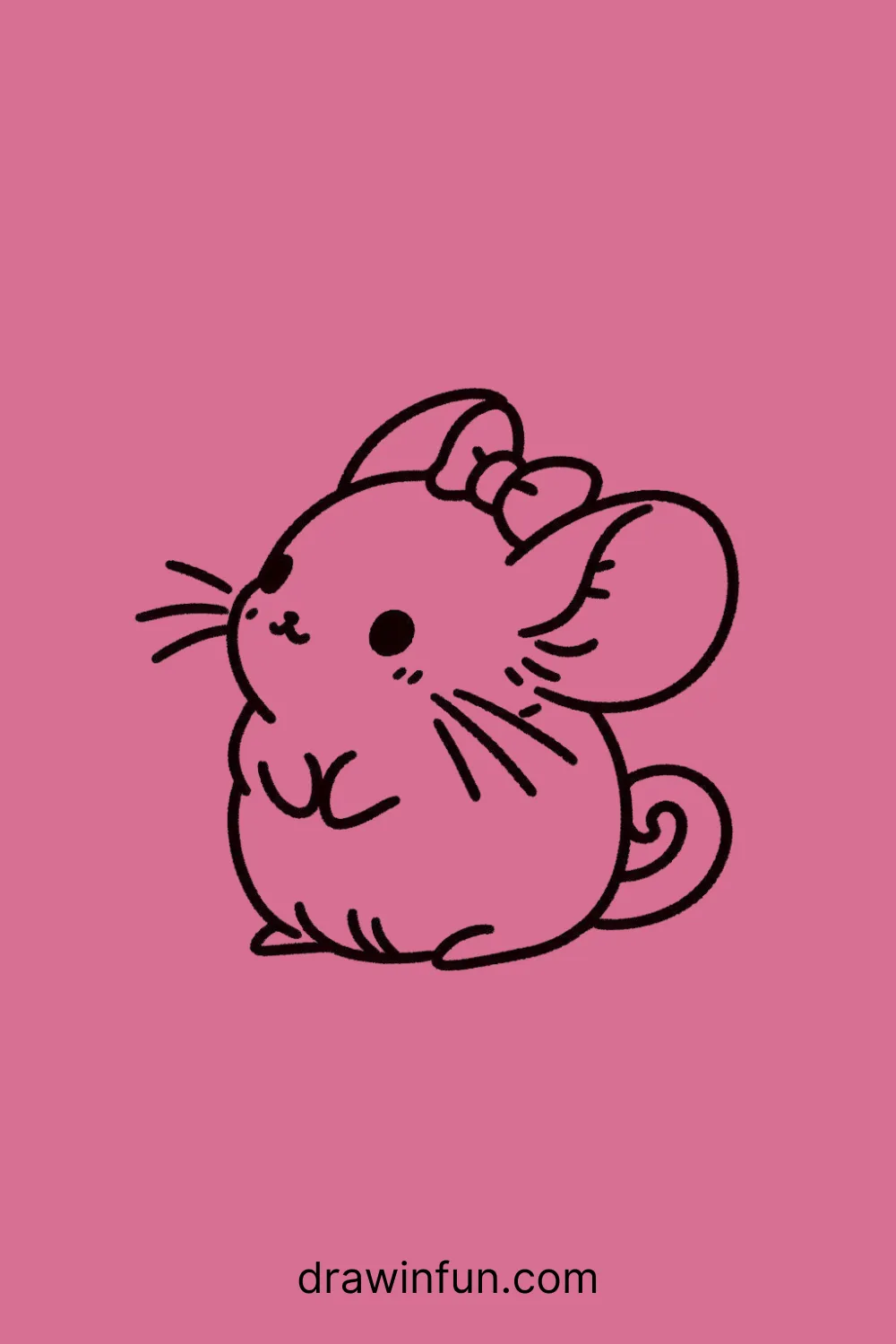 A chinchilla  wearing a tiny bow easy drawing