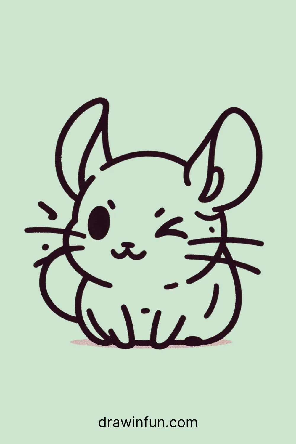 A chinchilla with a playful wink easy drawing