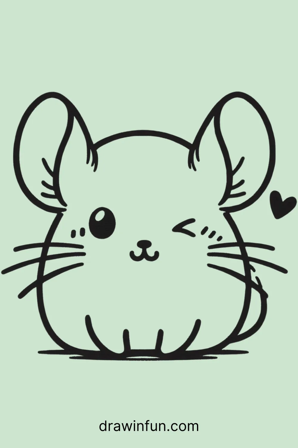 A chinchilla with a playful wink easy drawing