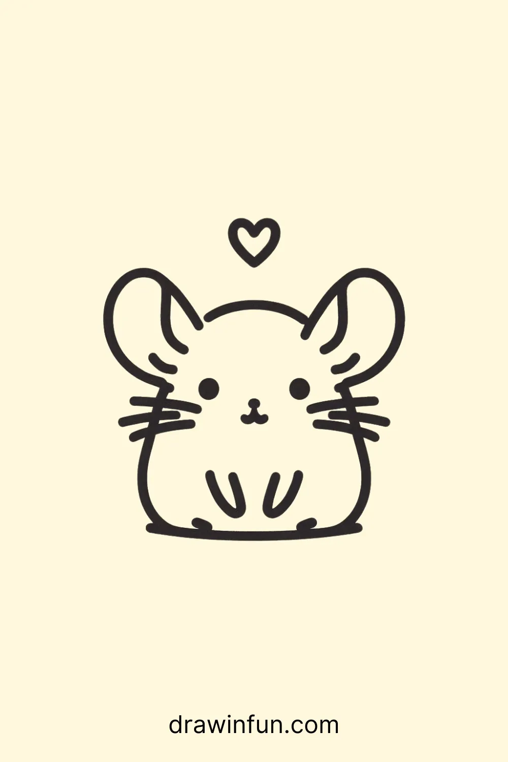 A chinchilla with a small heart easy drawing