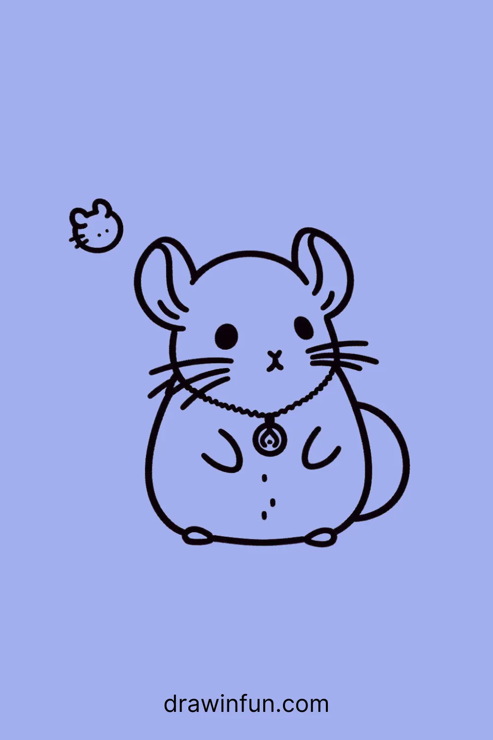 A chinchilla with a small necklace easy drawing