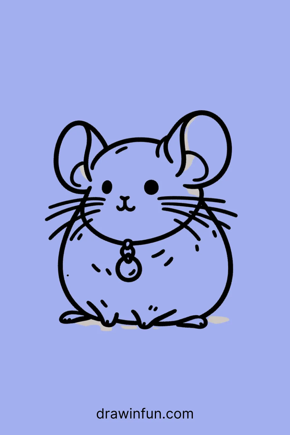 A chinchilla with a small necklace easy drawing