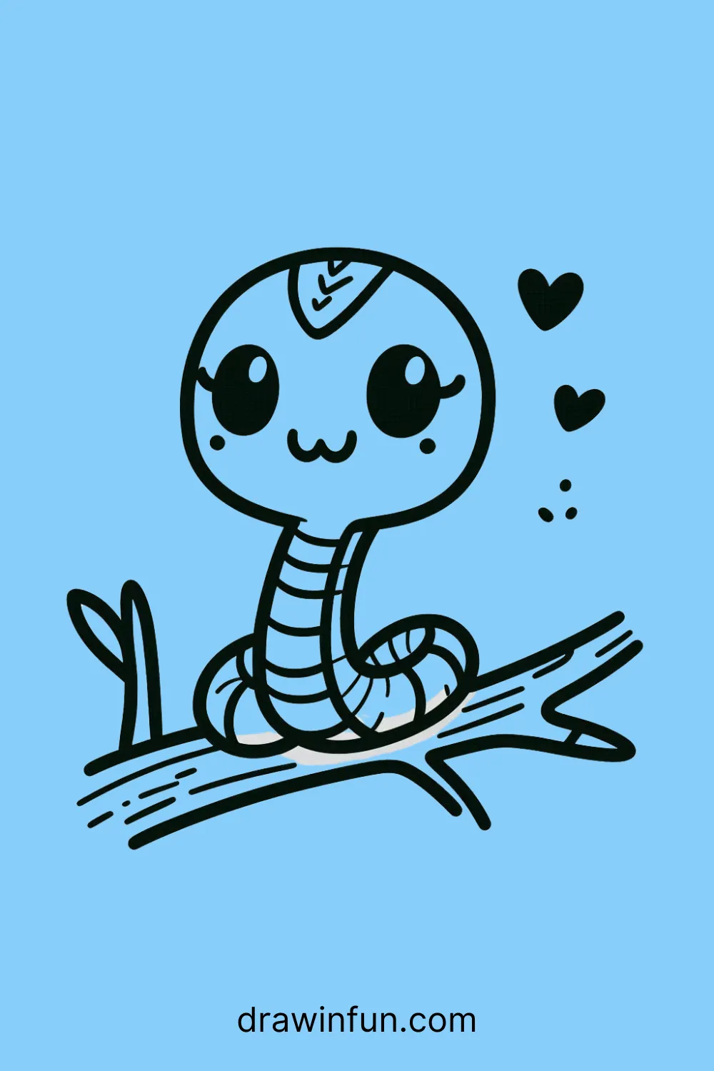 Cobra coiled around a branch in a tree easy drawing