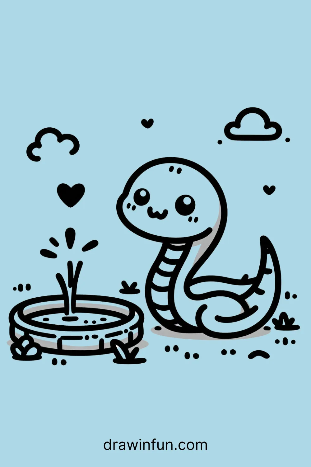 Cobra near a water source easy drawing