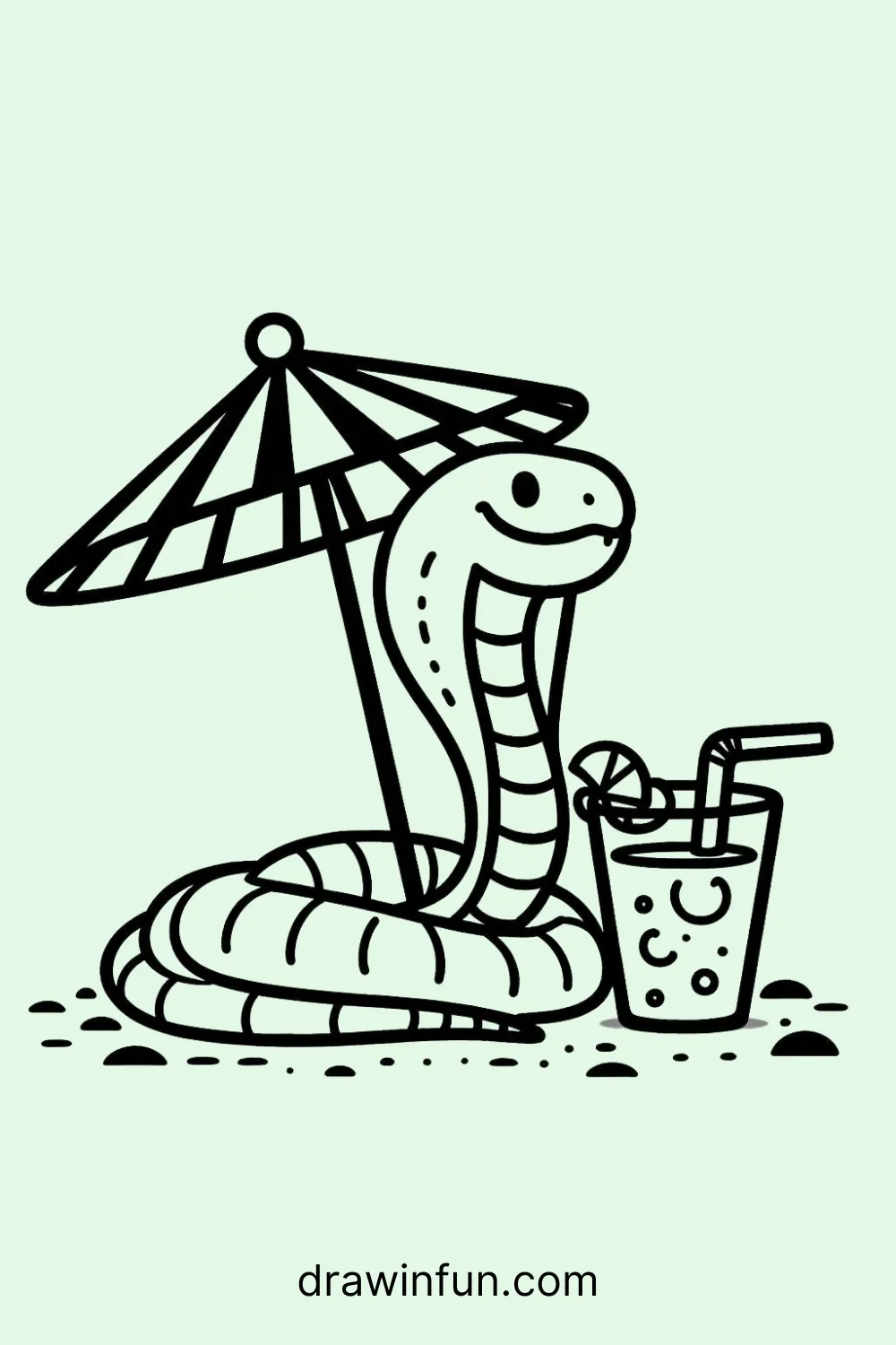 Cobra enjoying a cool drink easy drawing