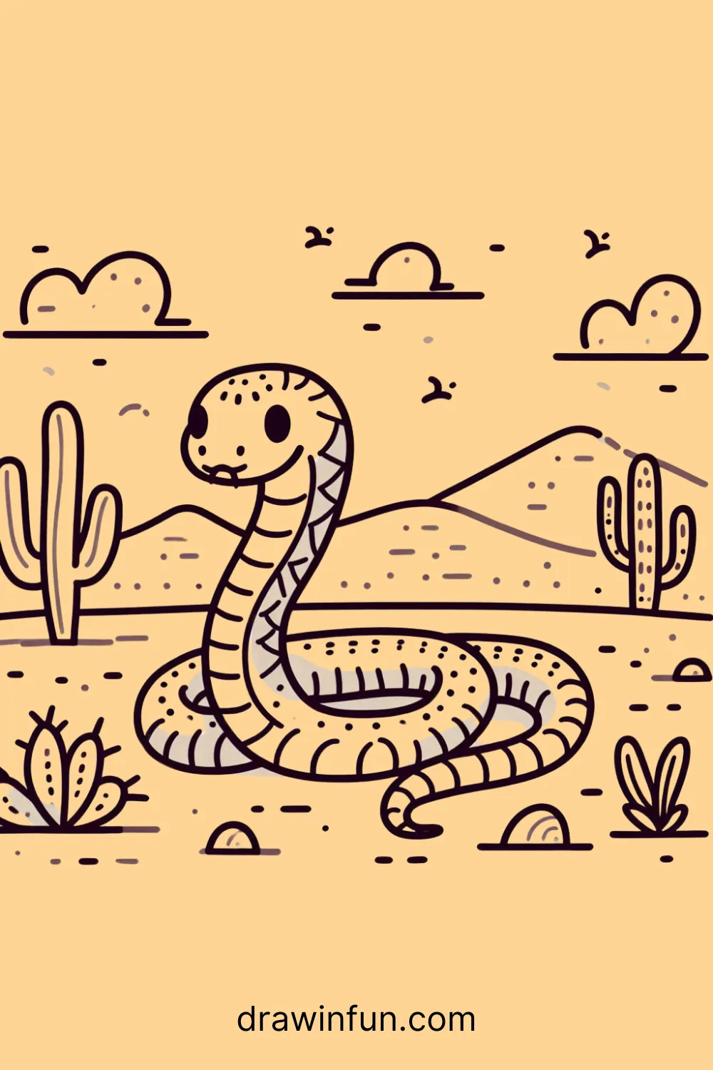 Cobra in a desert easy drawing