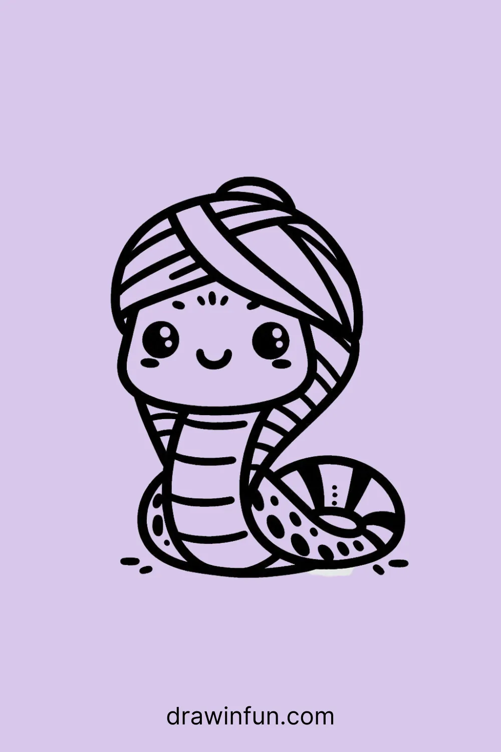 Cobra wearing a traditional headdress easy drawing