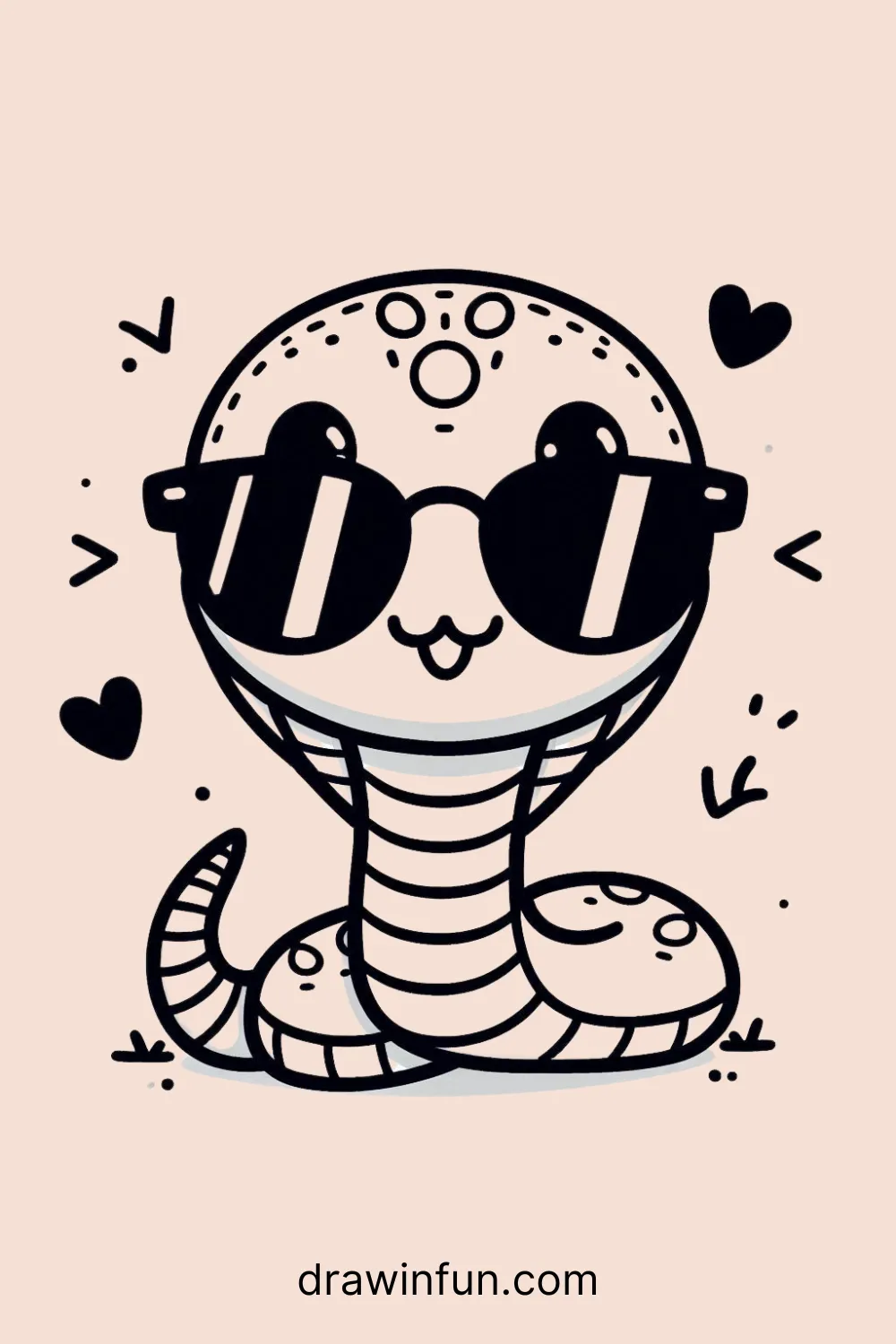 Cobra wearing sunglasses easy drawing