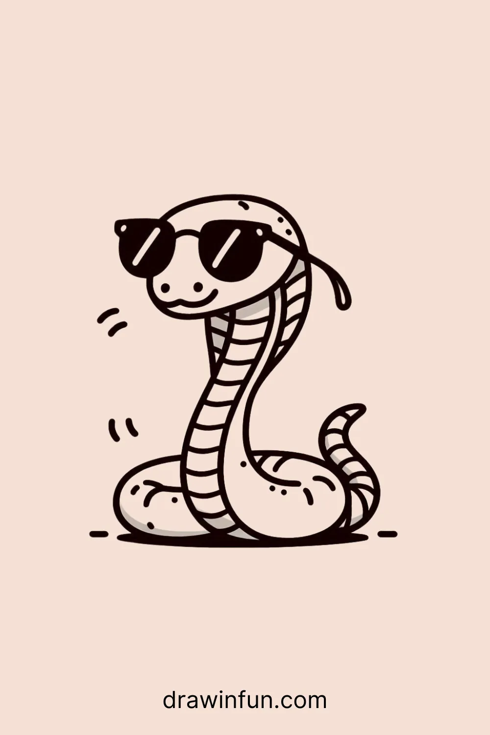 Cobra wearing sunglasses easy drawing