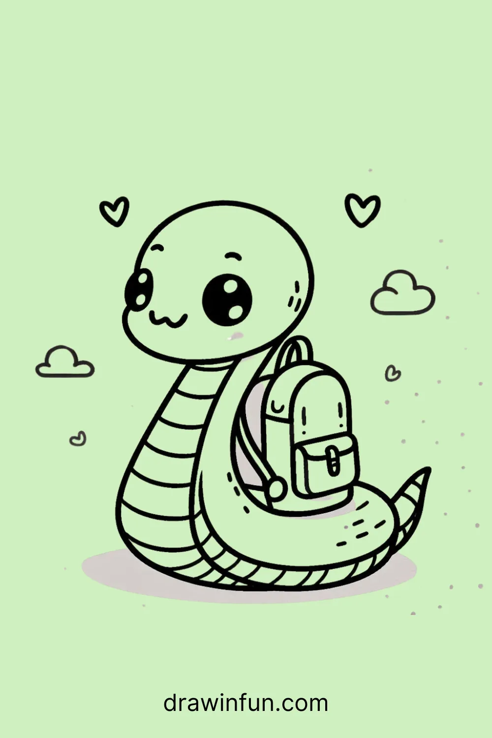 Cobra with a small backpack easy drawing