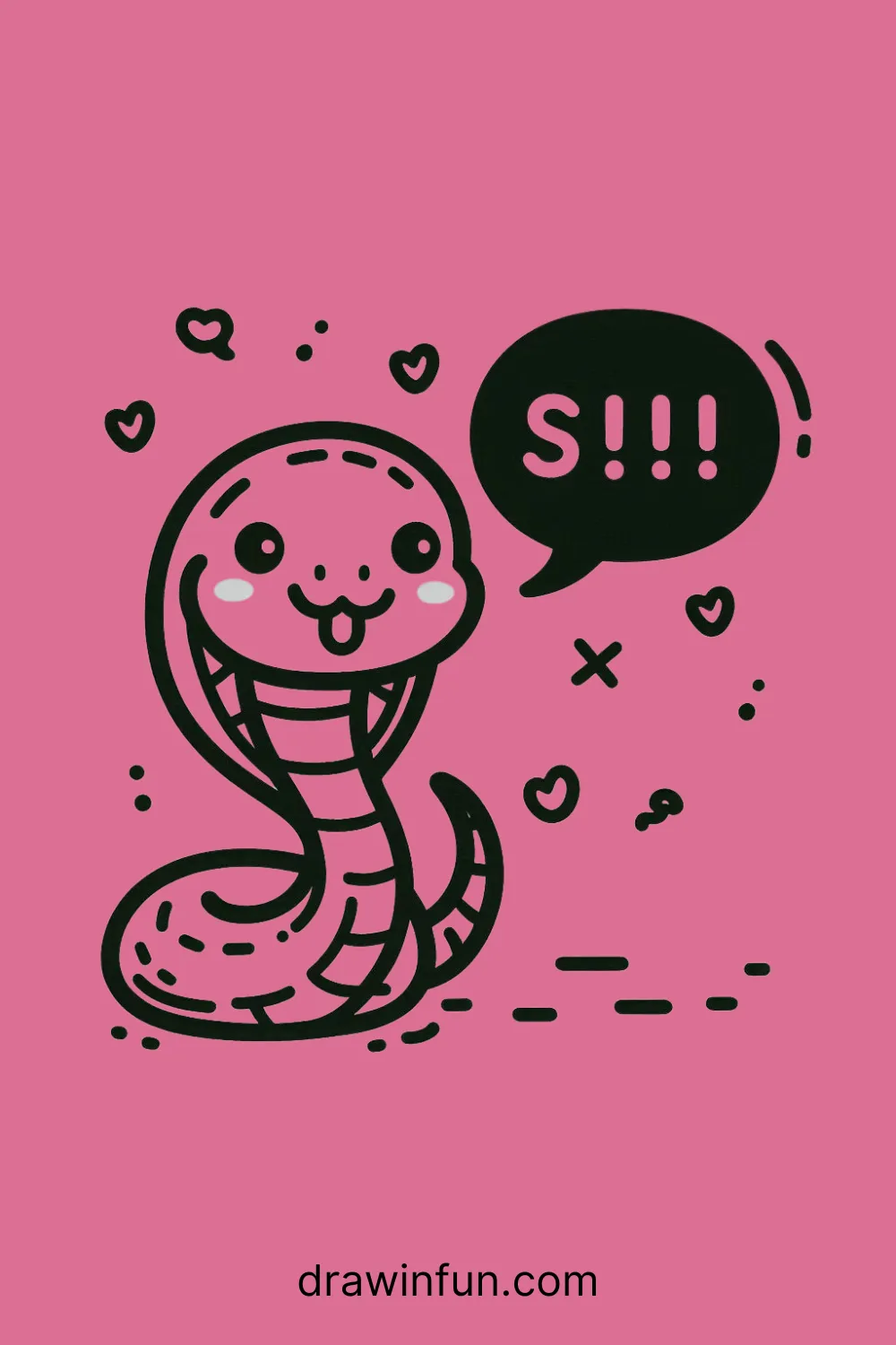 Cobra with a speech bubble easy drawing