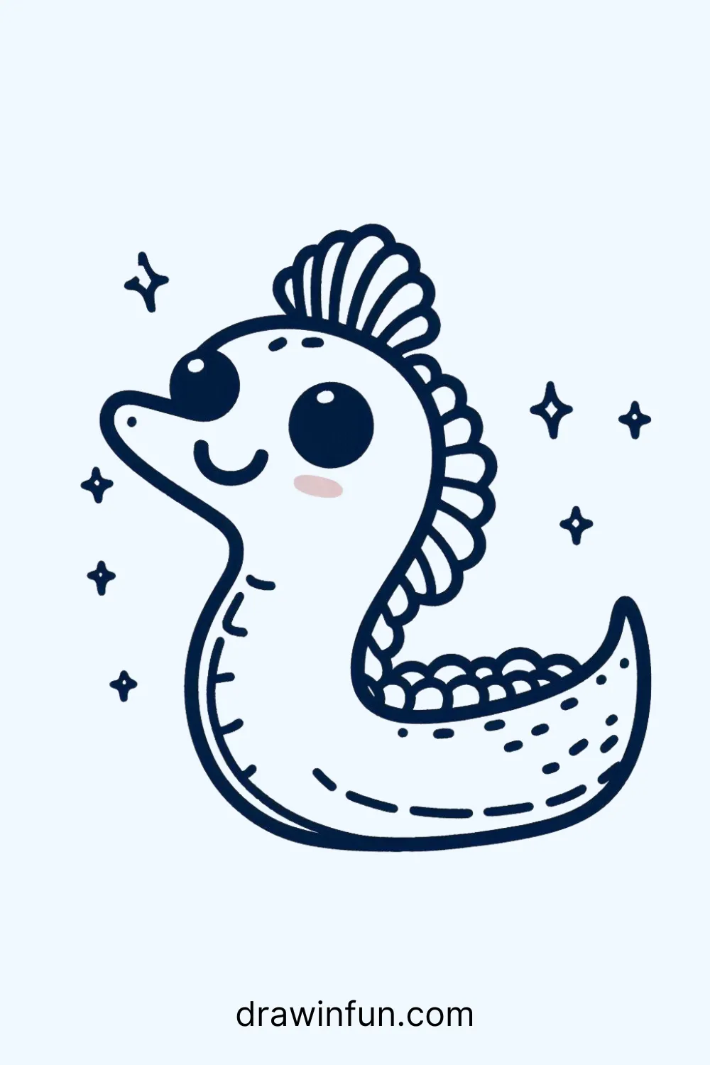 Eel with a Seashell Crown easy drawing