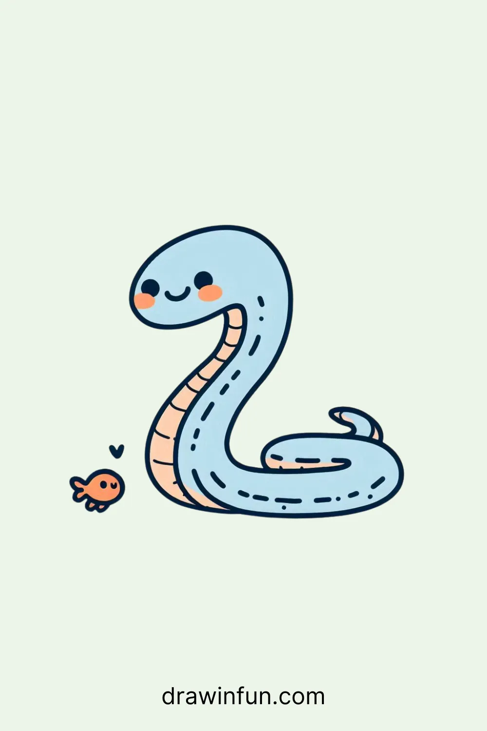 Eel with a Tiny Fish Friend easy drawing