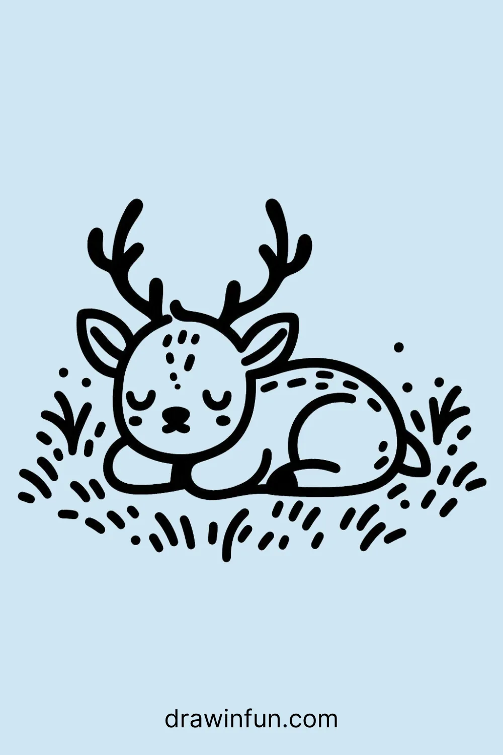 Elk lying in a bed of grass easy drawing