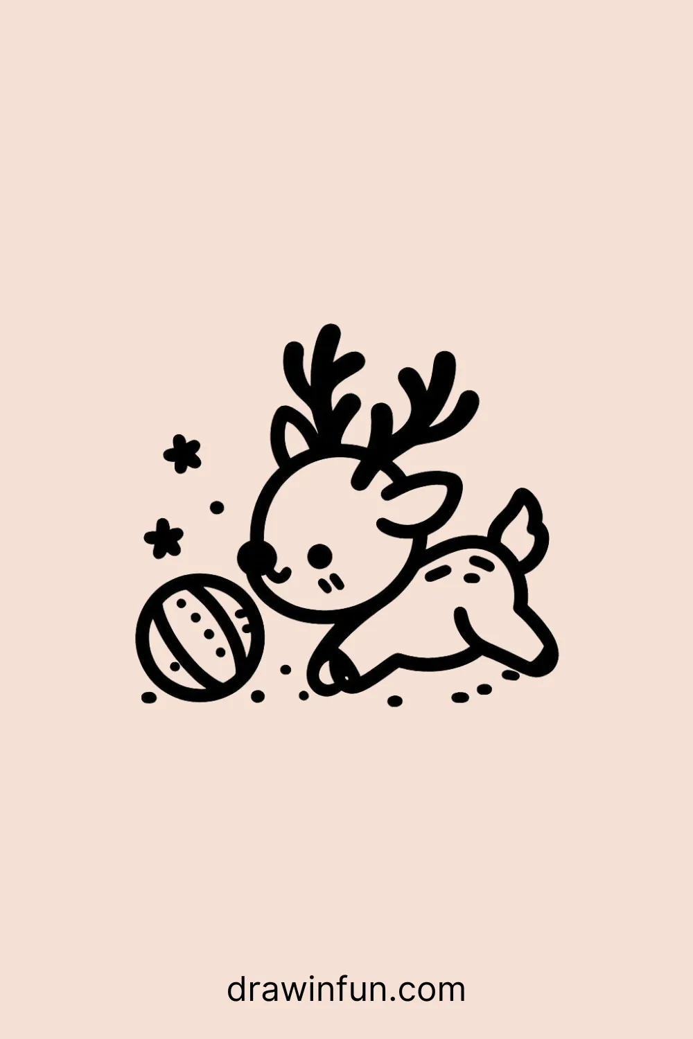 Elk playing with a ball easy drawing