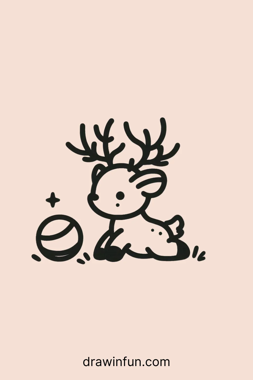 Elk playing with a ball easy drawing