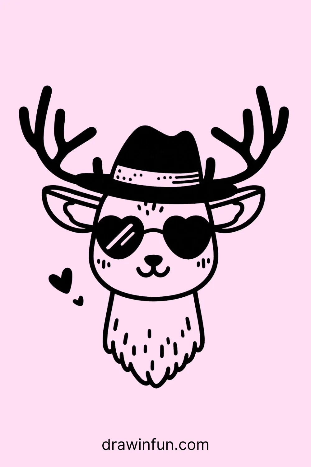 Elk wearing a  hat easy drawing