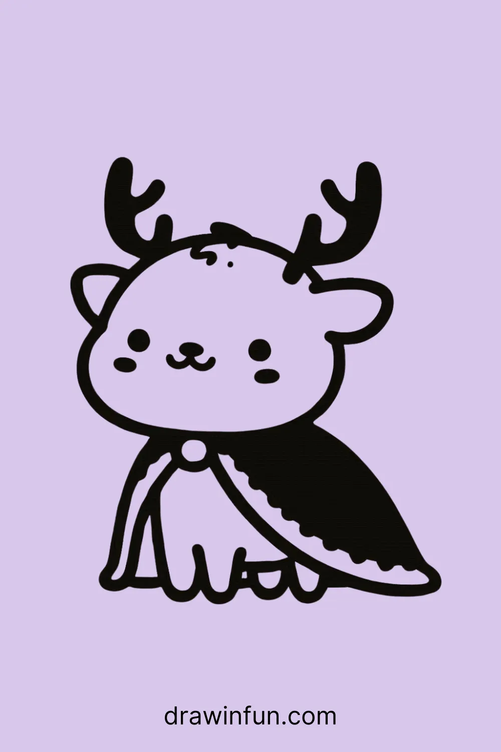 Elk wearing a tiny cape easy drawing