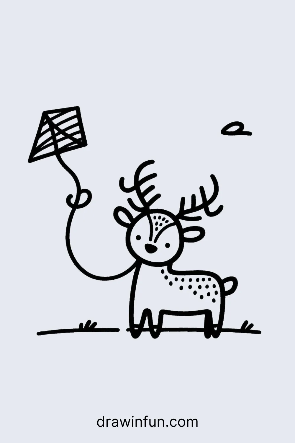 Elk with a small kite easy drawing