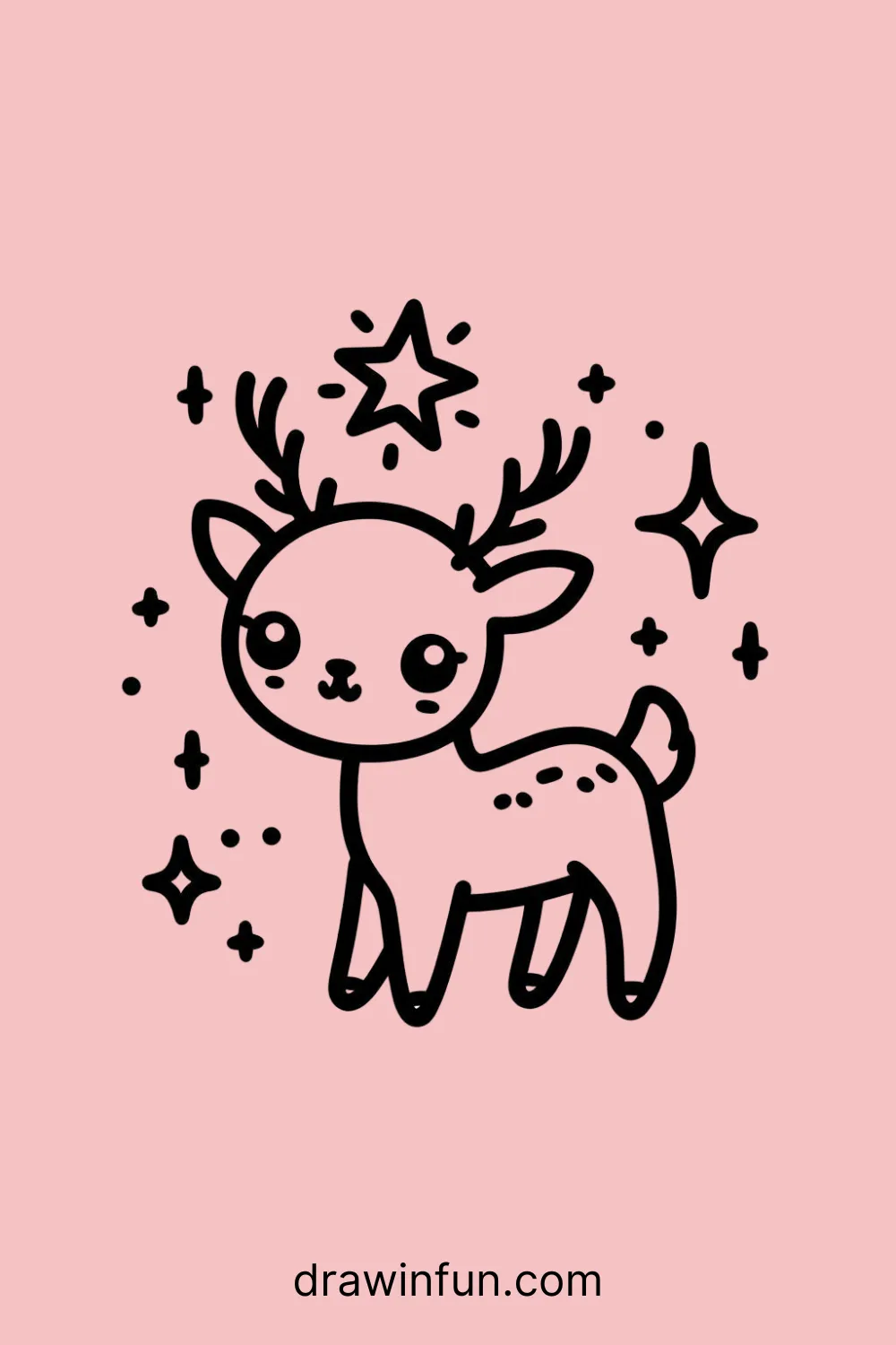 Elk with a small star easy drawing