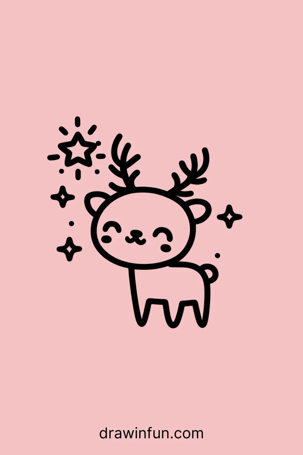 Elk with a small star easy drawing