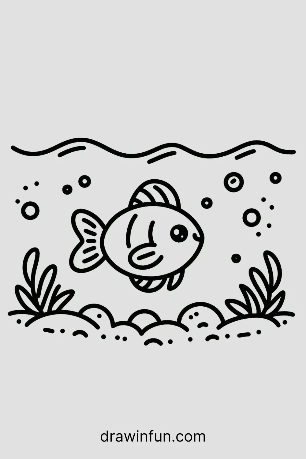 Fish Swimming Upstream easy drawing