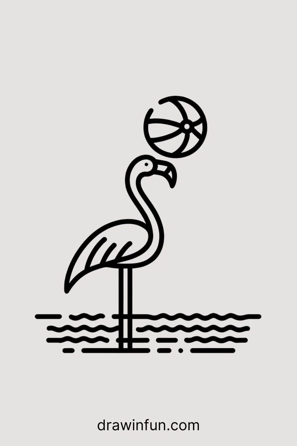 Flamingo balancing a beach ball easy drawing