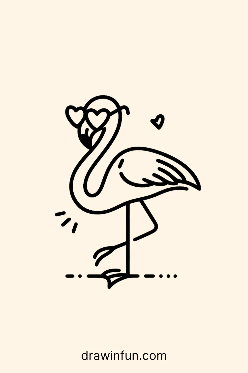 Flamingo with a pair of glasses easy drawing