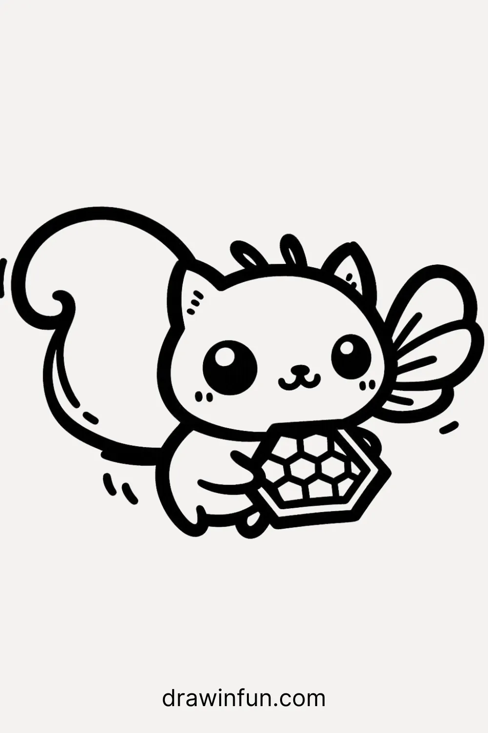 Flying Squirrel with a Honeycomb easy drawing