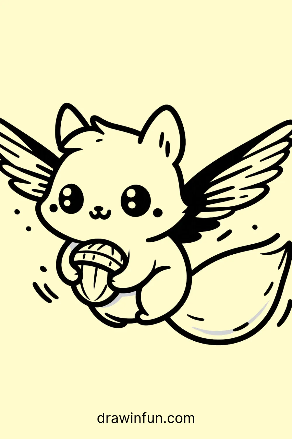 Flying Squirrel with a Nut easy drawing