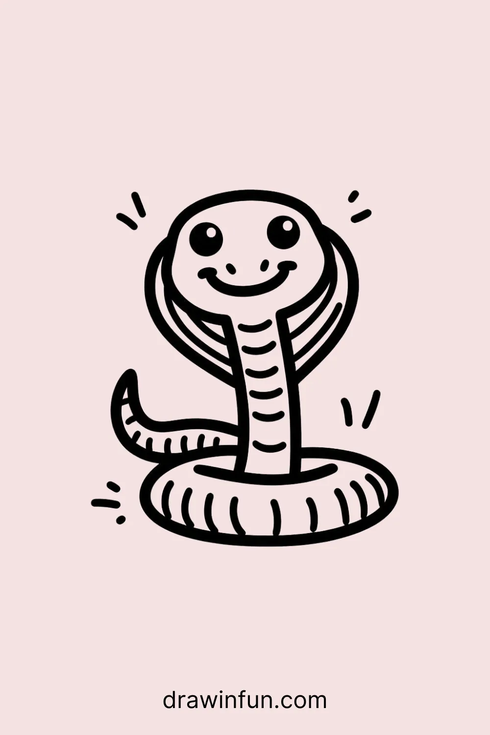 Happy cobra with a playful grin easy drawing