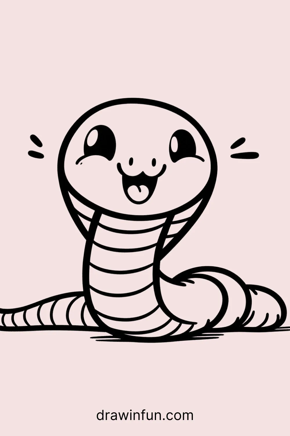 Happy cobra with a playful grin easy drawing