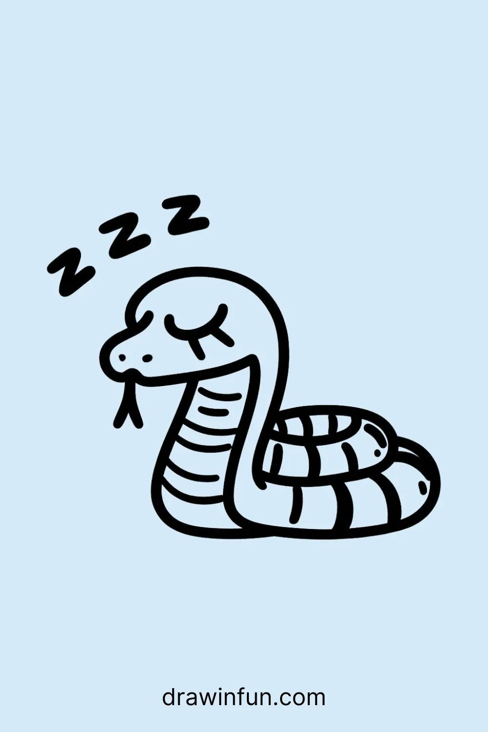 Sleepy cobra with half-closed eyes easy drawing