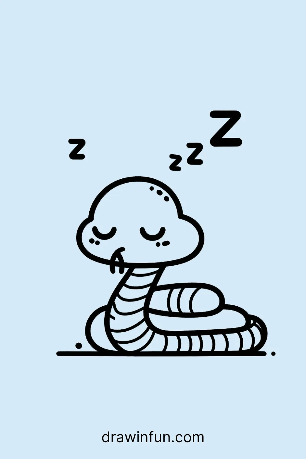 Sleepy cobra with half-closed eyes easy drawing