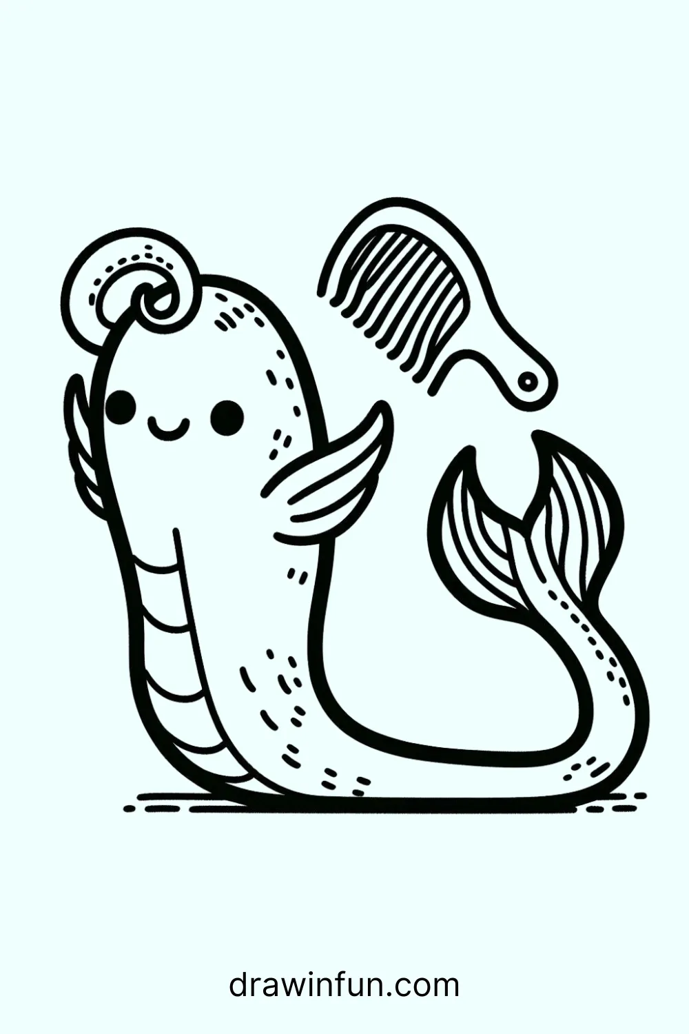 Eel with a Mermaid's Comb easy drawing