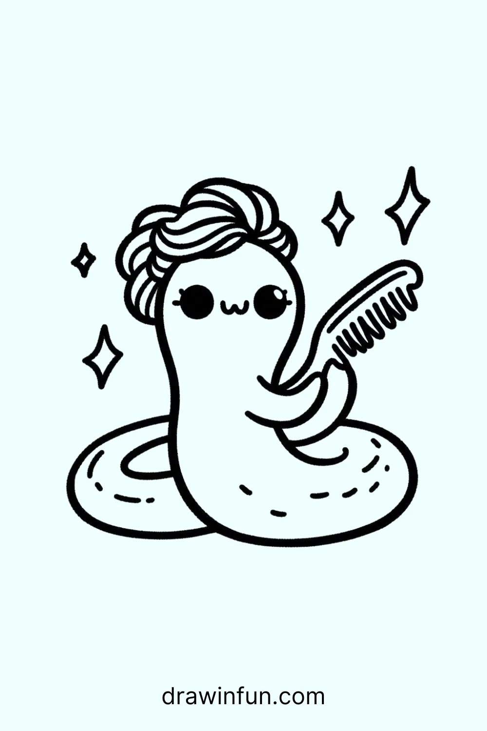 Eel with a Mermaid's Comb easy drawing