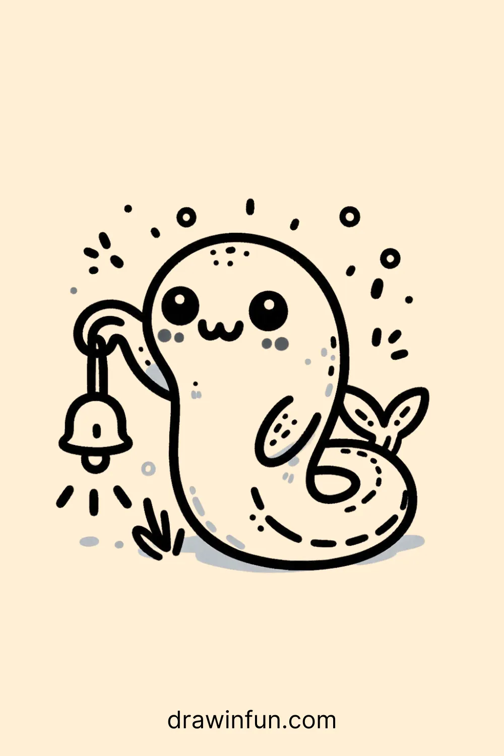 Eel holding a small bell easy drawing