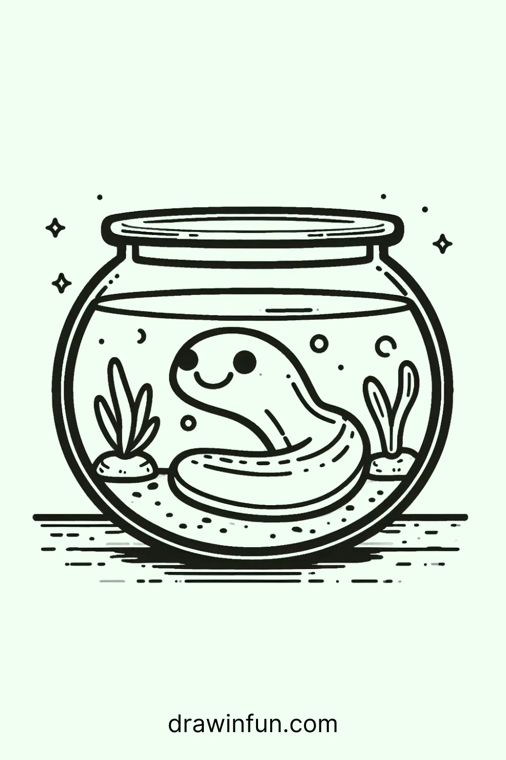 Eel in a Fishbowl easy drawing