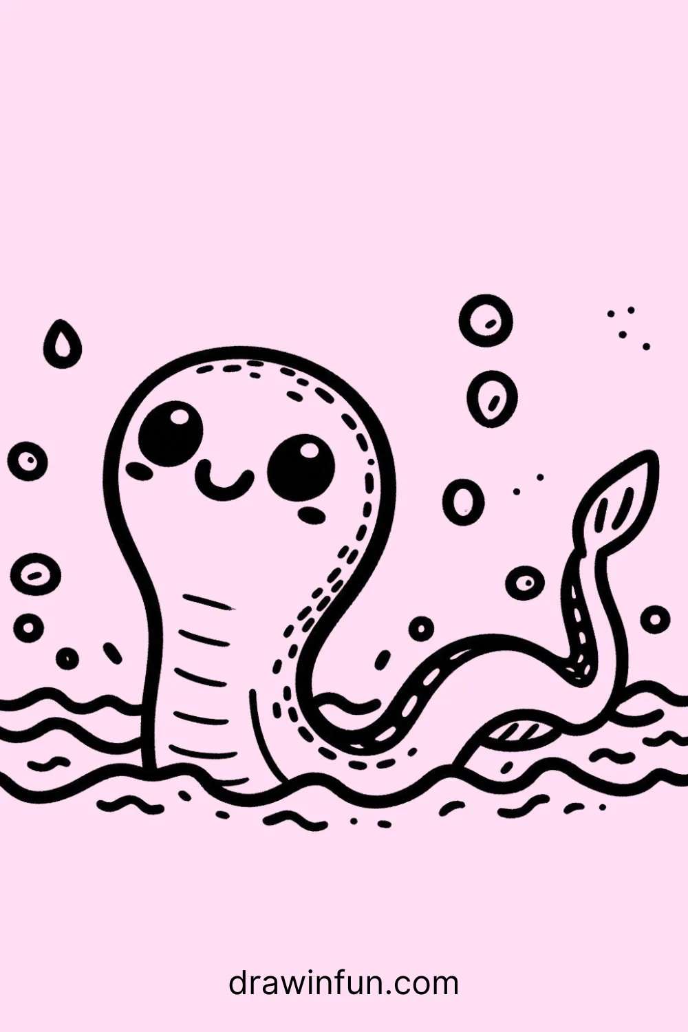 Eel Jumping Out of Water easy drawing