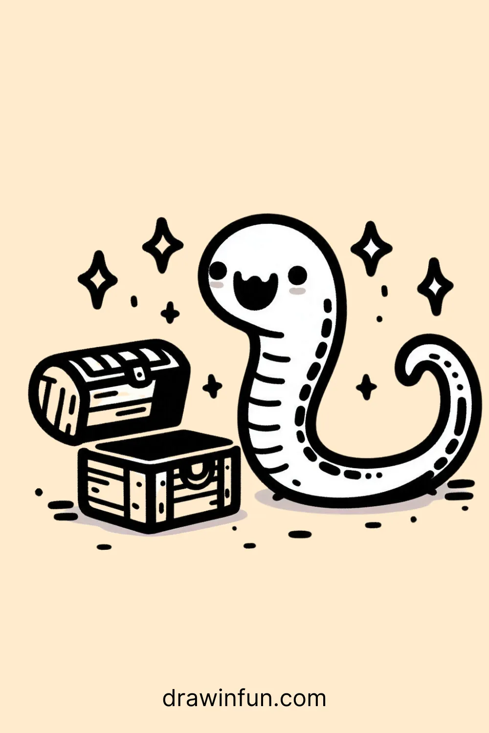 Eel with a Treasure Chest easy drawing