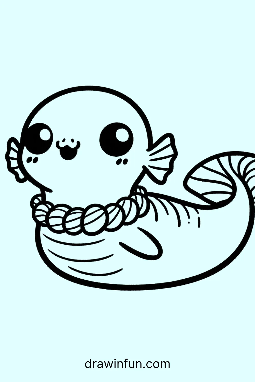 Eel wearing a shell necklace easy drawing