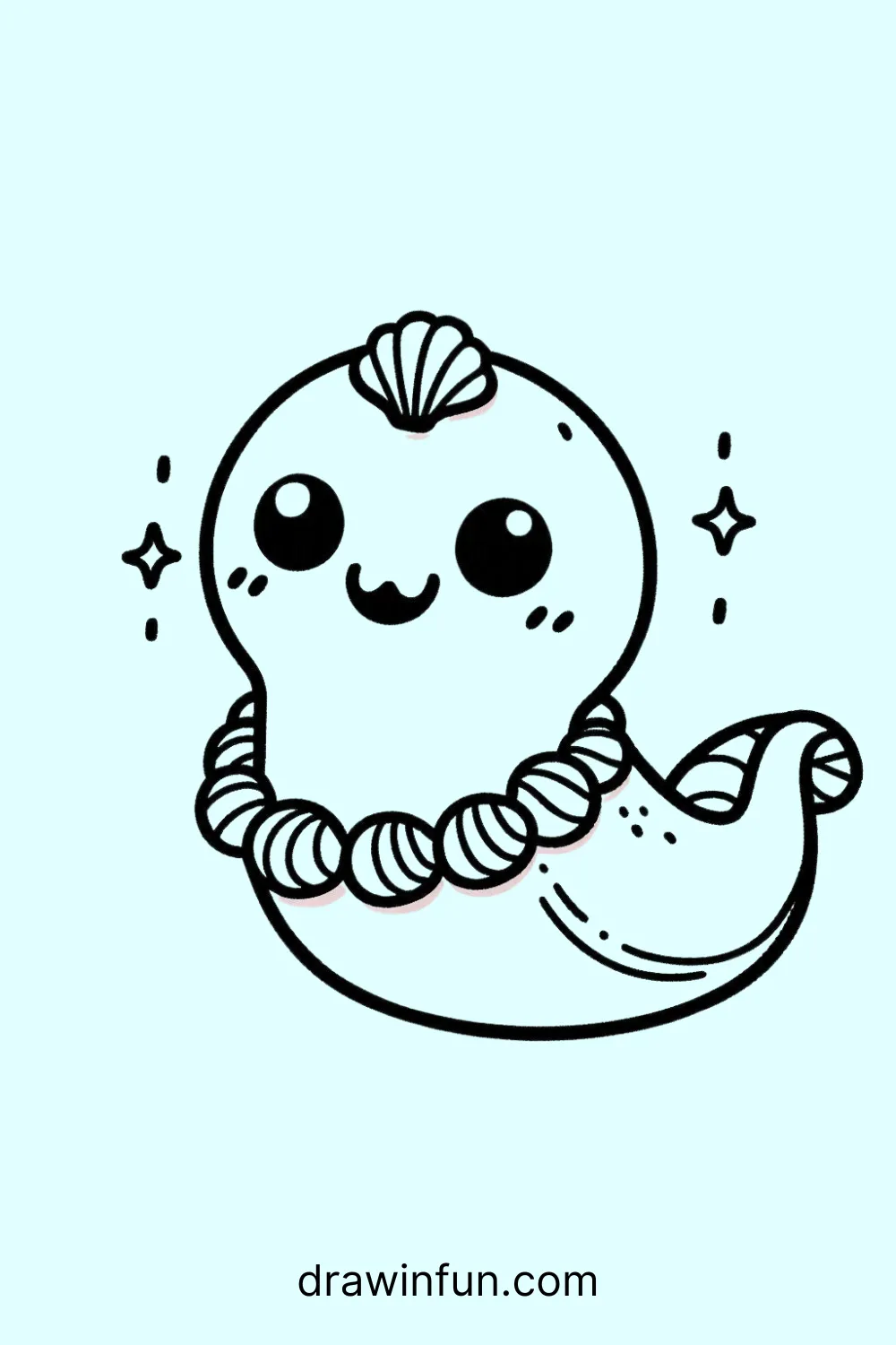 Eel wearing a shell necklace easy drawing